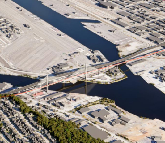 Trump Officials Delay Expected Approval Date for West Seattle Light Rail An aerial image shows the new light rail bridge over the Duwamish River to West Seattle Junction.