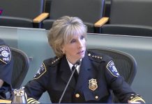 Seattle Police Department Is “Increasingly Unstable,” Email from Top Official Claims Rahr wears her dark blue police uniform with stars and shields on her shoulders.