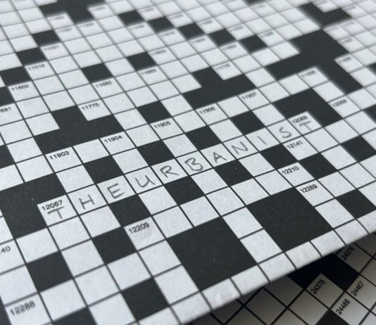 Quiz Your Knowledge with The Urbanist Crossword Puzzle for November 30 A crossword puzzle with The Urbanist written in for one of the answers.