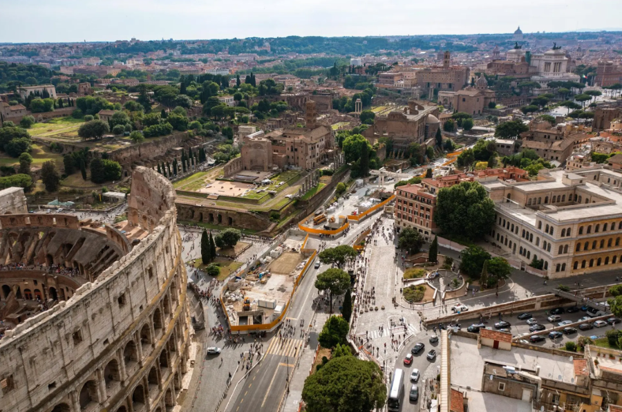 Aerial View of Forzi Imperiali Station Construction