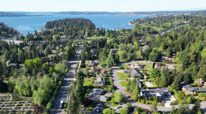 Housing Emergency? Clyde Hill Shuts the Door to Most Middle Housing An area image of a leafy lakefront Clyde Hill neighborhood