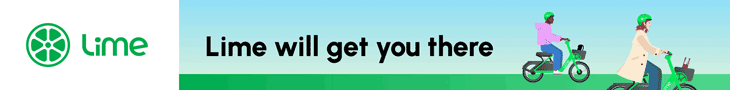 A graphic with the Lime scootershare and bikeshare logo and a pair of riders says 