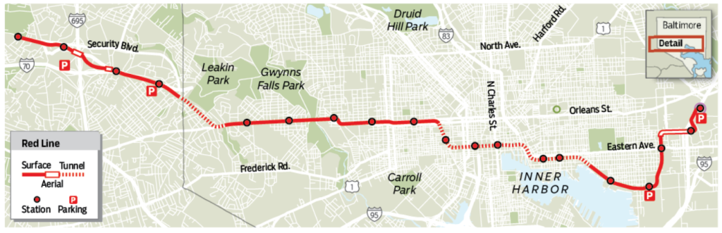 A proposed map of the rail line