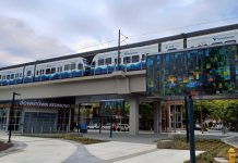 Olympia Seeks to Boost Sound Transit with Long Overdue Permit Reforms A 2 Line train sits at Sound Transit's elevated light rail station in Downtown Redmond.